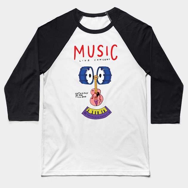 Music Live Concept Baseball T-Shirt by Music Lover